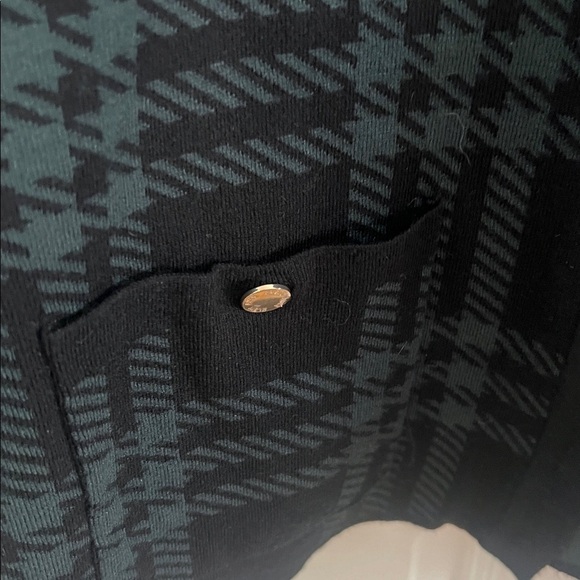 Anne Klein Black and Green Checkered Cardigan Sweater - Picture 4 of 8